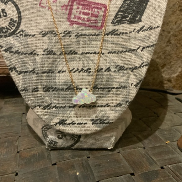 Girls Gold Glitter Puff Cloud Necklace